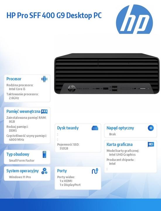 Produktbild HP Computer 400 SFF G9 i5-14500 512GB/8GB/W11P (512 GB, 8 GB, Intel Core i5-14500)
