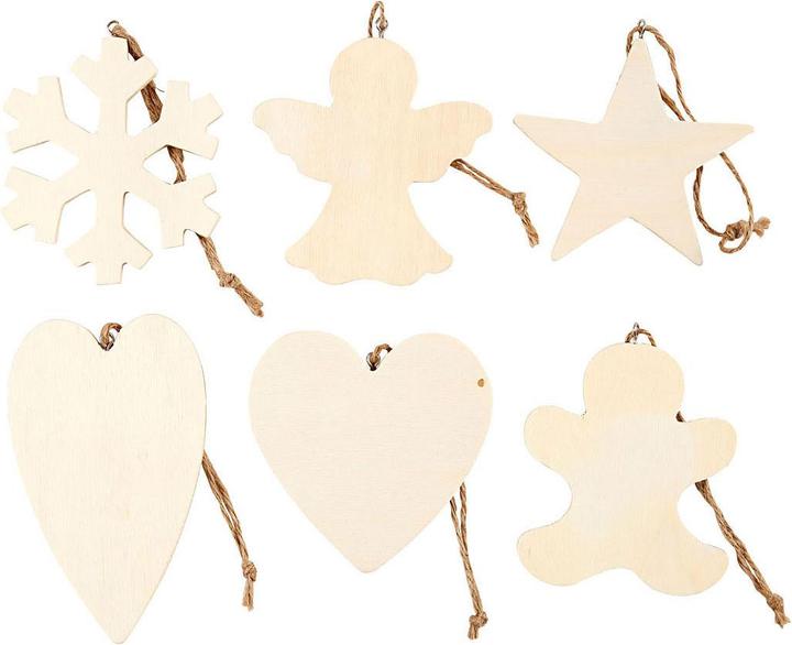 Actual product image Creativ Company Wooden ornaments Christmas theme Various, 90 pieces. (90x)