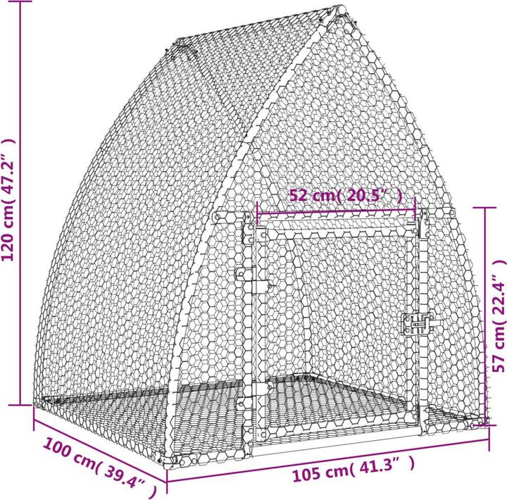 Produktbild vidaXL Klatka dla królików, srebrna, 100x105x120cm, stal galwanizowana