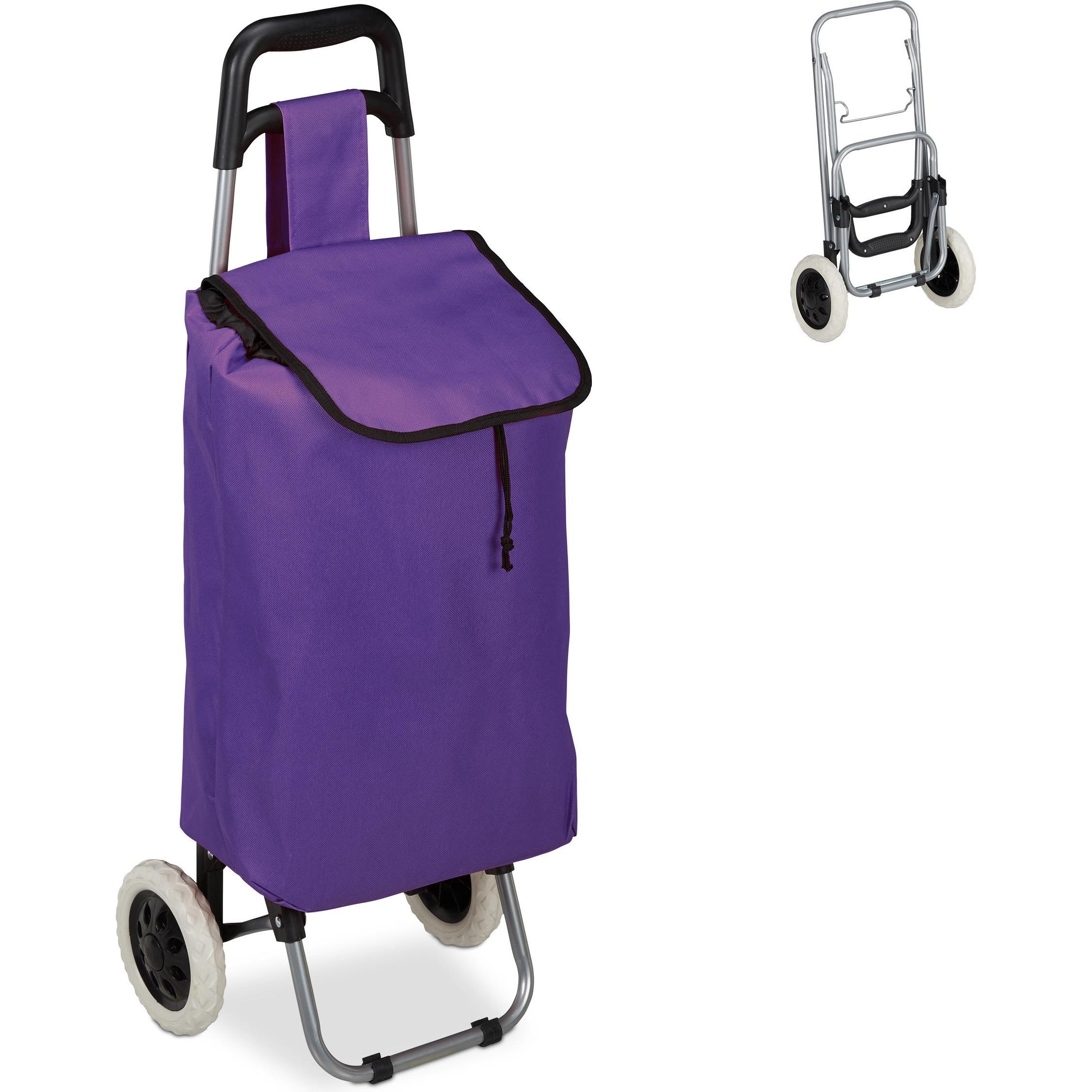 Relaxdays, Einkaufshilfe, Einkaufstrolley, Violett