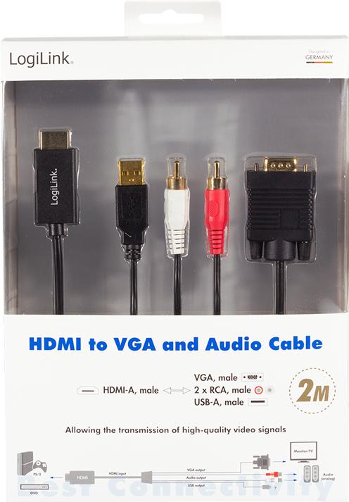 Produktbild LogiLink HDMI (Typ A) — VGA (2 m, VGA, HDMI)