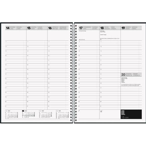 Thumbnail - Brunnen, Agenda, Buchkalender 781 21x29,7cm 1 Woche/2 Seiten Kunstleder Cassandra schwarz 2025 (A4, Deutsch, Italienisch...
