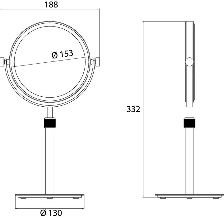 Image du produit Emco pure miroir sur pied, hauteur réglable, diamètre 153 mm, chrome, 109400117