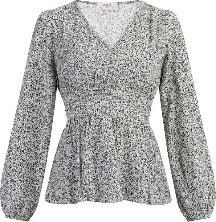 Immagine prodotto Lymoa Damesblouse, wolwit, meerkleurig, XL (XL)