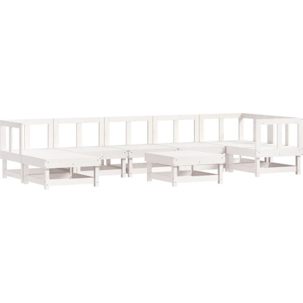 VidaXL, Gartenlounge, 8-tlg. Garten-Lounge-Set Weiss Massivholz Kiefer,Farbe