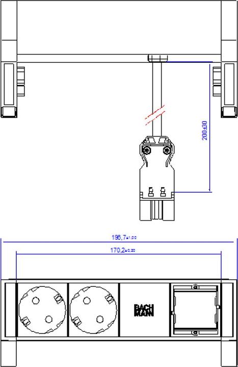 Productafbeelding Bachmann DESK2 - 2xSchuko & 1xEleeg (3 x, CEE 7/3, 0.20 m)
