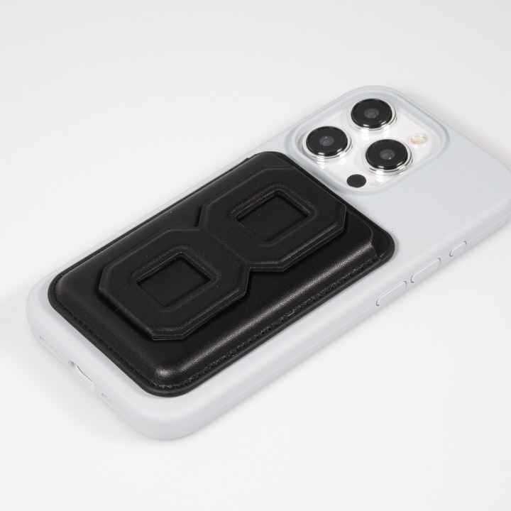 Actual product image PhoneLook Porte-cartes magnétique wallet MagSafe cuir végan avec aimant fort et support pliable intégré