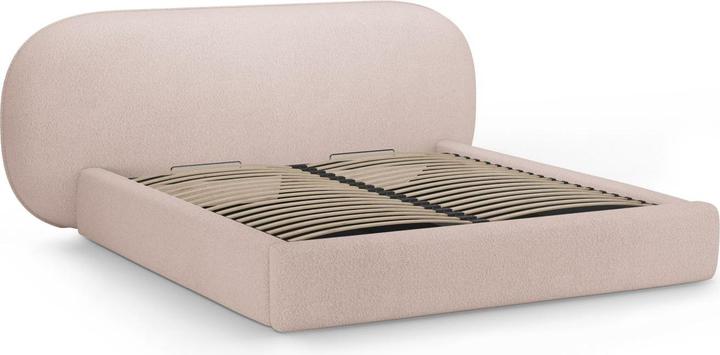 Actual product image Micadoni Boucle Storage Bed with Headboard, "Ovalo", Powder Pink, 234x270x96 Made in Europe (180 x 200 cm)