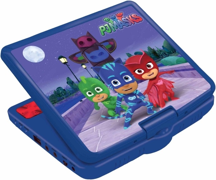 Actual product image Lexibook Portable DVD player in PJ Masks design, with 7 inch display, USB connection and headphones