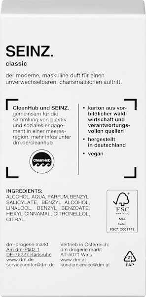 Actual product image dm Seinz. Eau de Toilette classic (Eau de toilette)