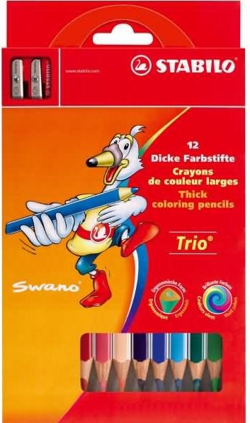 Produktbild STABILO Trio dick Dreikant-Buntstift mit Spitzer (Multicolor, 12 x)