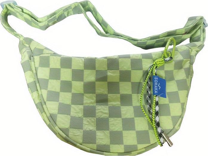 Only-Bags.Store Chic Plaid Canvas Crossbody Bag - grosse Kapazität Knödel Stil mit Nylon-Futter & Zip-Verschluss