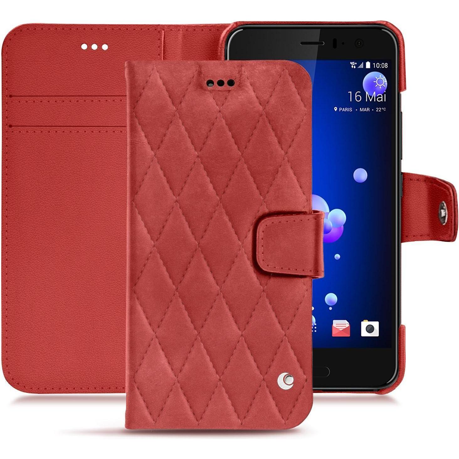 Noreve Lederschutzhülle Wallet (HTC U11), Smartphone Hülle, Rot