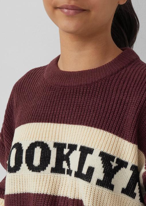 Produktbild s.Oliver Strickpullover Cropped Oversize-Pullover mit Schriftzug (170, 176)