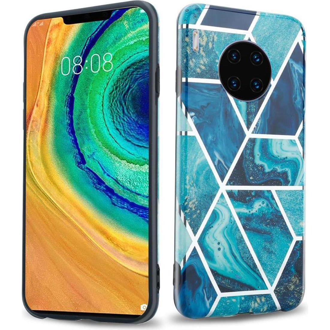 Thumbnail - Cadorabo IMD TPU Bunter Marmor Cover (Huawei Mate 30 Pro), Smartphone Hülle, Blau