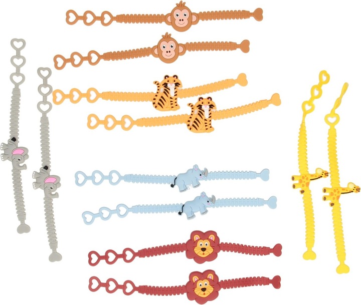LG-Imports Armband Wilde Tiere, Set 12-tlg. (19 cm, Kunststof)