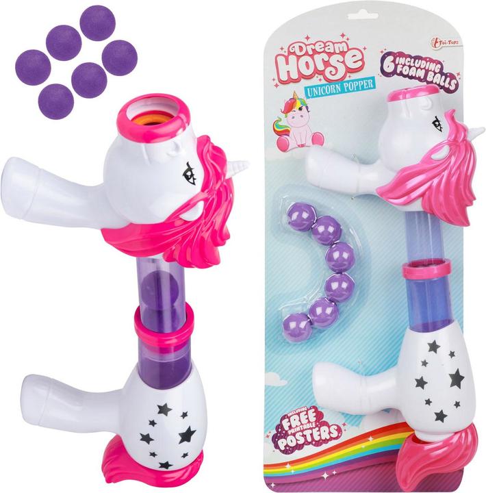 Toi-Toys Dream Horse Einhorn-Schiesspistole mit Schaumstoffkugeln