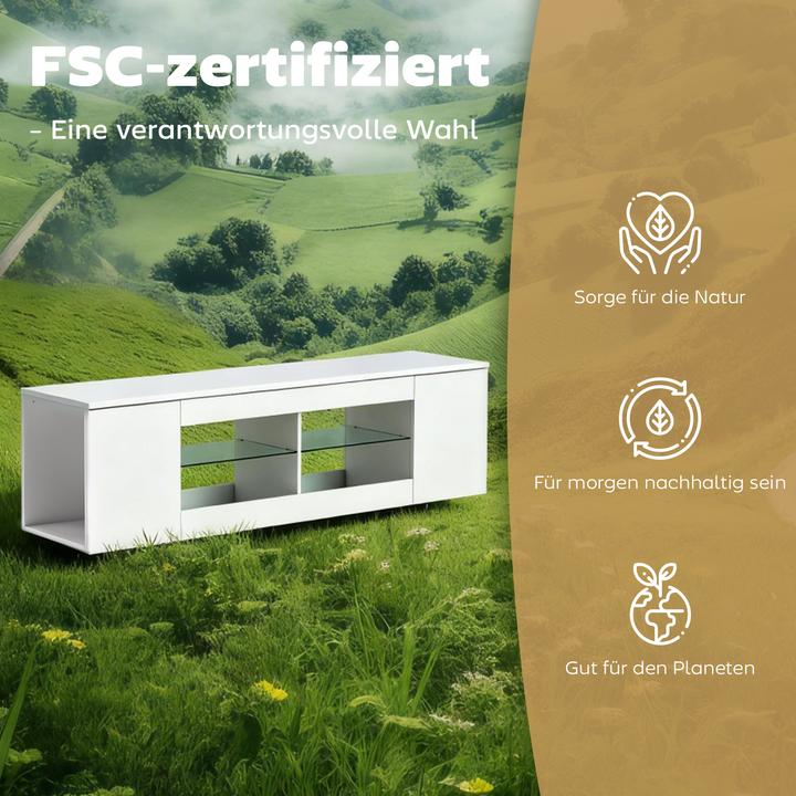 Produktbild Homcom TV Schrank Spanplatte, Glas Weiss (35 x 35 x 42.50 cm)