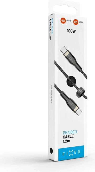 Actual product image Fixed Braided Cable USB-C/USB-C, 1,2m, 100W, black (1.20 m, USB 2.0, 100 W)