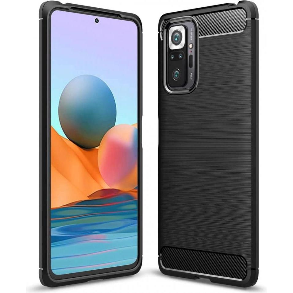 Thumbnail - Screenguard Xiaomi Redmi Note 10 Pro Hülle Carbon Brushed Soft TPU (Xiaomi Redmi Note 10 Pro), Smartphone Hülle, Schwarz