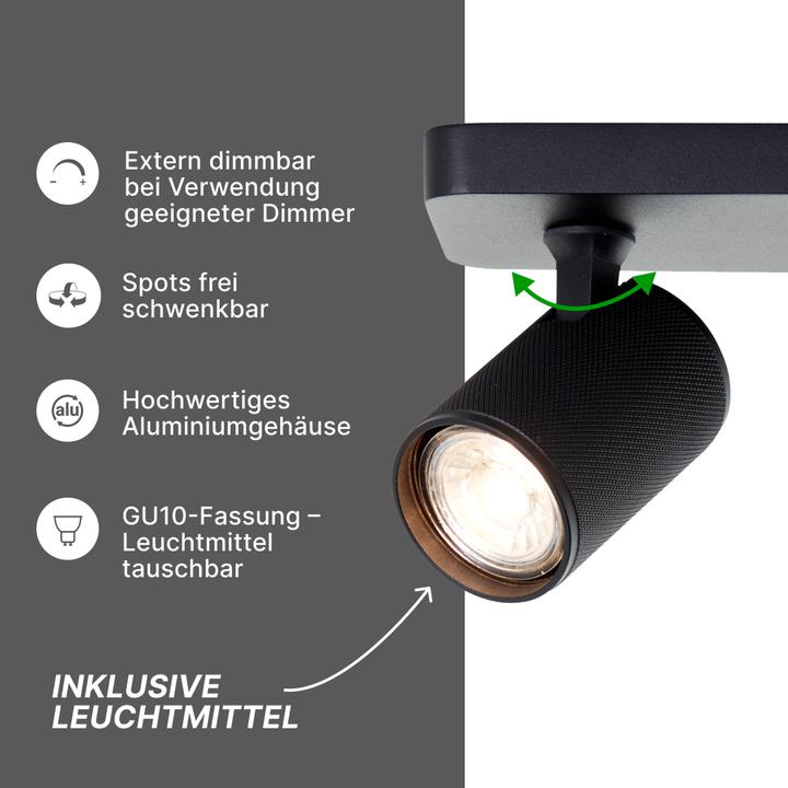 Produktbild Brilliant Plafondspot Marty GU10 2x5W 3000K - Zwart (345 lm, GU10)