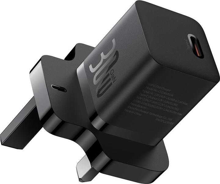 Productafbeelding Baseus - Wall Charger GaN5 (P10110906113-00) - UK Plug, Fast Charger, Type-C, 30W - Black (30 W)