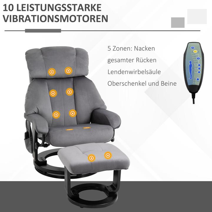 Actual product image Homcom Massagestuhl Polyester, Schaumstoff, Holz, Metall Grau