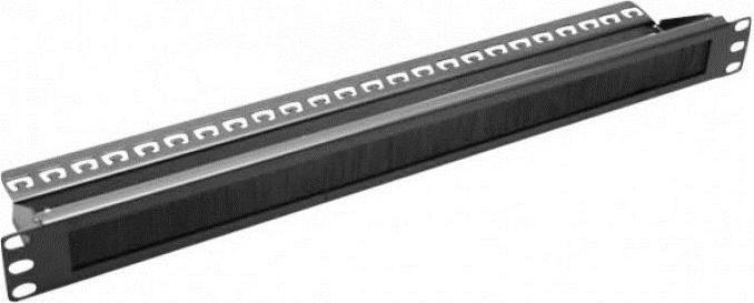 Produktbild Dexlan 48,30cm (19") Kabeldurchführungsplatte mit Bürstenkamm und Kabelführung, 1HE, RAL 900 schwarz zur op