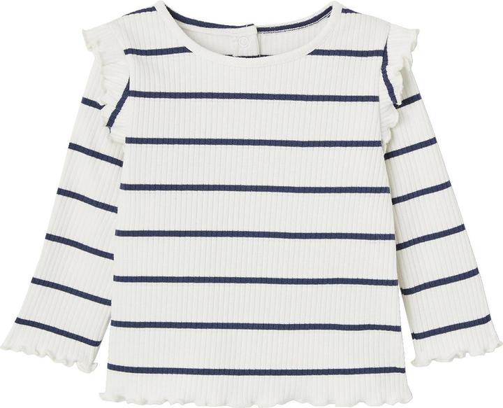 Image du produit Vertbaudet Geripptes Mädchen Baby Shirt mit Volantärmeln, Bio-Baumwolle (98)