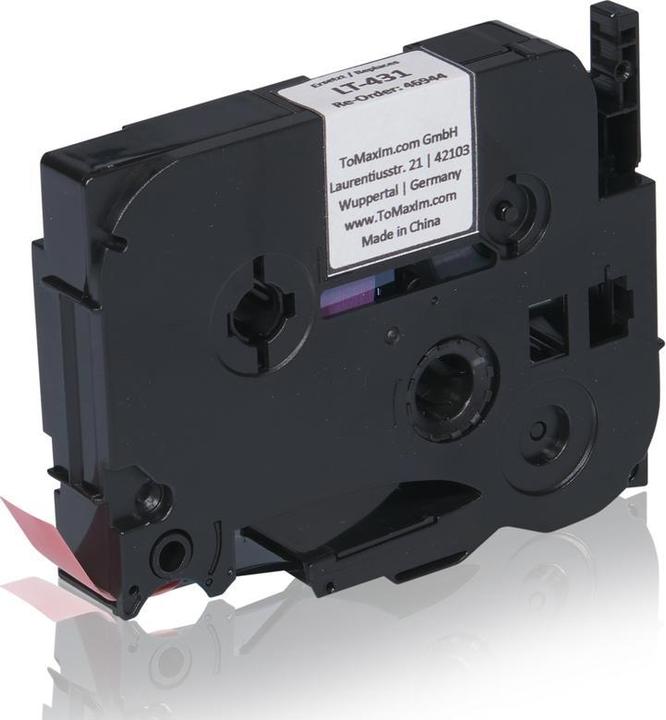 Immagine prodotto Inkadoo TZE431 P-Touch Ribbon Nero su Laminato Rosso 12mm x 8m Compatibile, adatto a (1.20 cm, Nero, Rosso)