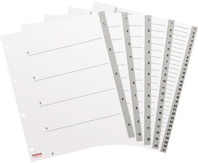 Immagine prodotto Kolma Indice A4 XL superstrong 1-10 10 pezzi grigio