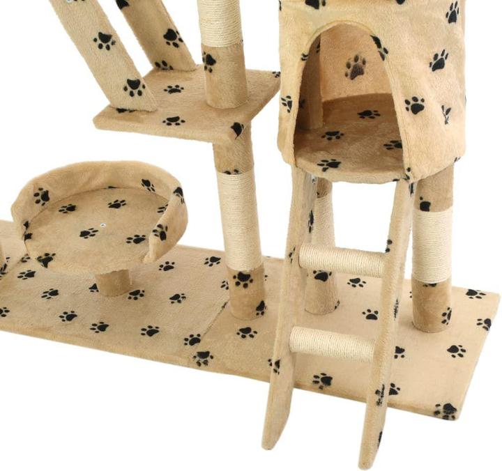 Actual product image vidaXL Kratzbaum (250 cm, Beige with paw pattern)
