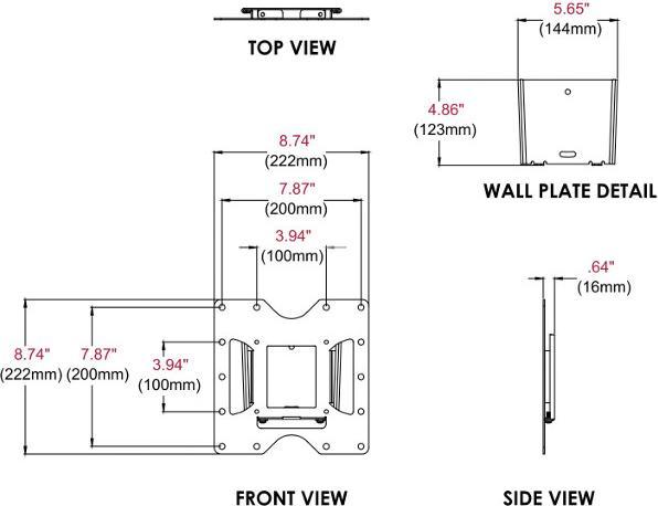 Actual product image Peerless PARAMOUNT Universal Flat Wall Mount PF632 - Mounting Kit (Wall Plate, Mounting (Wall, 43", 52 kg)