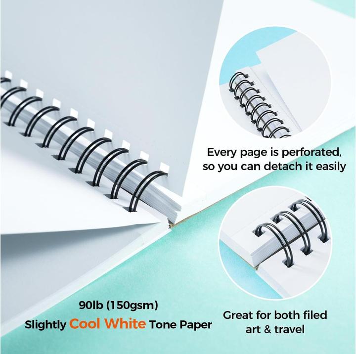 Image du produit Ohuhu Carnet de croquis d'art (22,5 x 21 cm, Blanc)