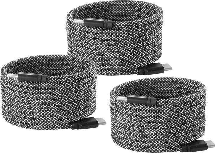 Actual product image Ideoon 3er-Set Daten- & Ladekabel, 2 Meter, Magnetische Aufrollfunktion, USB-C auf-USB-C, 100 W (2 m, 100 W)