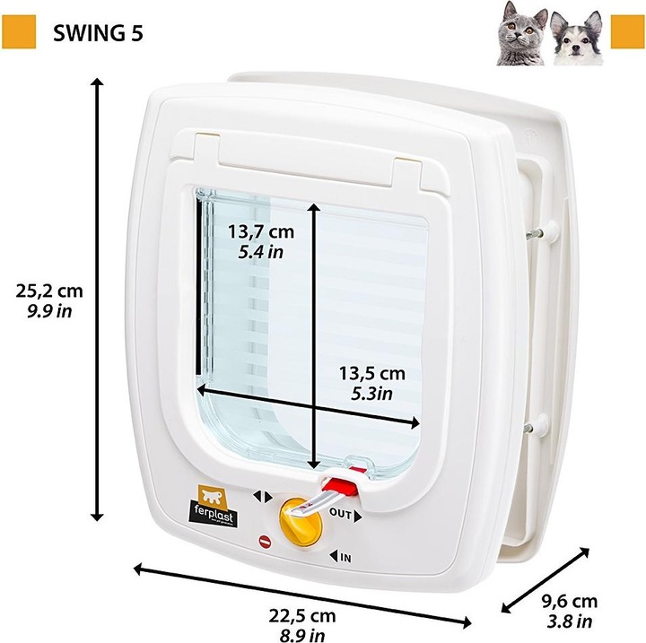 Actual product image Ferplast Cat door Swing 5T 4-way white (Manual cat flap)