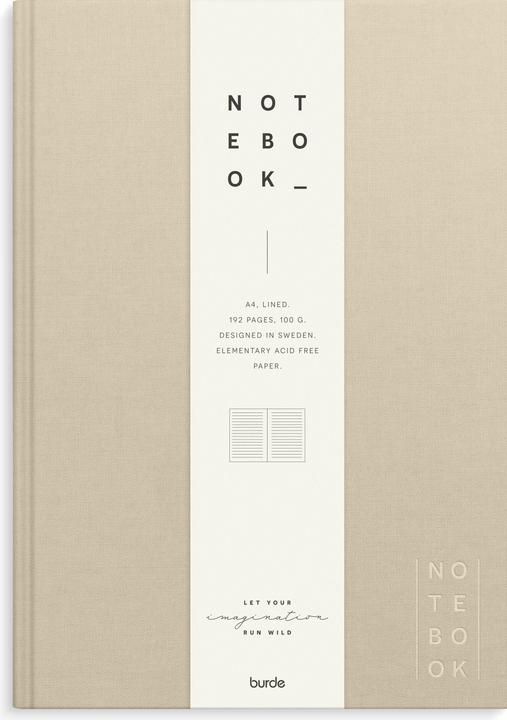 Actual product image Mayland-Burde Burde notebook textile beige lined A4 (A4, Lined, Hardcover)