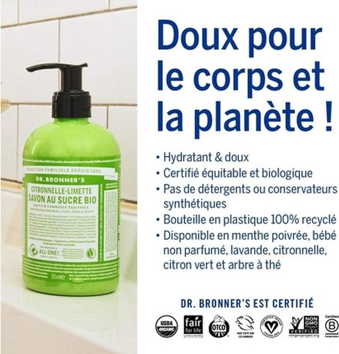 Image du produit Dr. Bronner's savon de sucre (Savon liquide, 355 ml)
