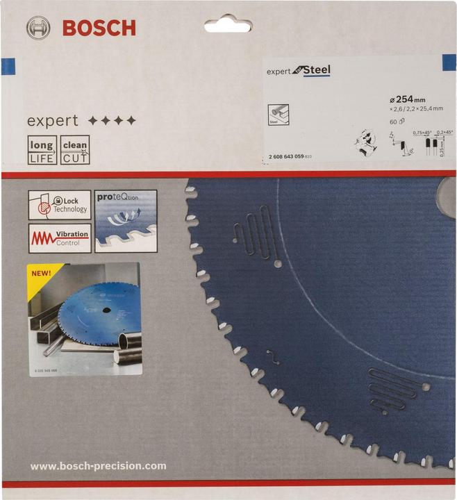 Produktbild Bosch Professional Zubehör Kreissägeblatt Expert for Steel, 254 x 25,4 x 2,6 mm, 60
