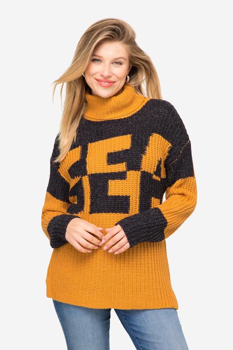 Produktbild Laurasøn Pullover, Colorblocking Wording SEA, zweifarbig, Rollkragen, Langarm (XL)
