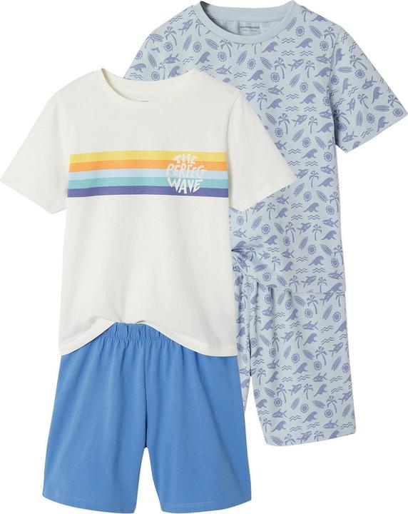 Vertbaudet 2er-Pack kurze Schlafanzüge THE PERFECT WAVE, Recycling-Baumwolle, Kinder