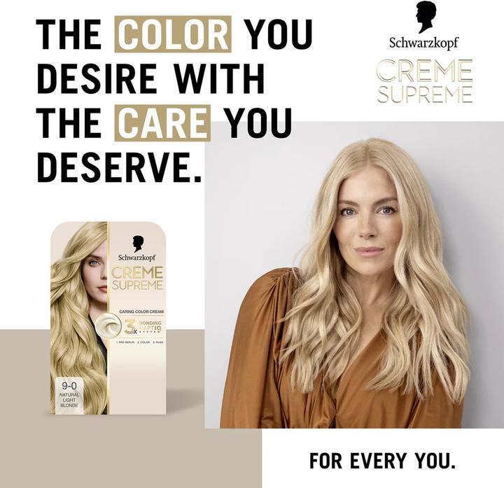 Actual product image Garnier Schwarzkopf Creme Supreme Hair Color Shade 90 Natural Light Blonde (Blond)
