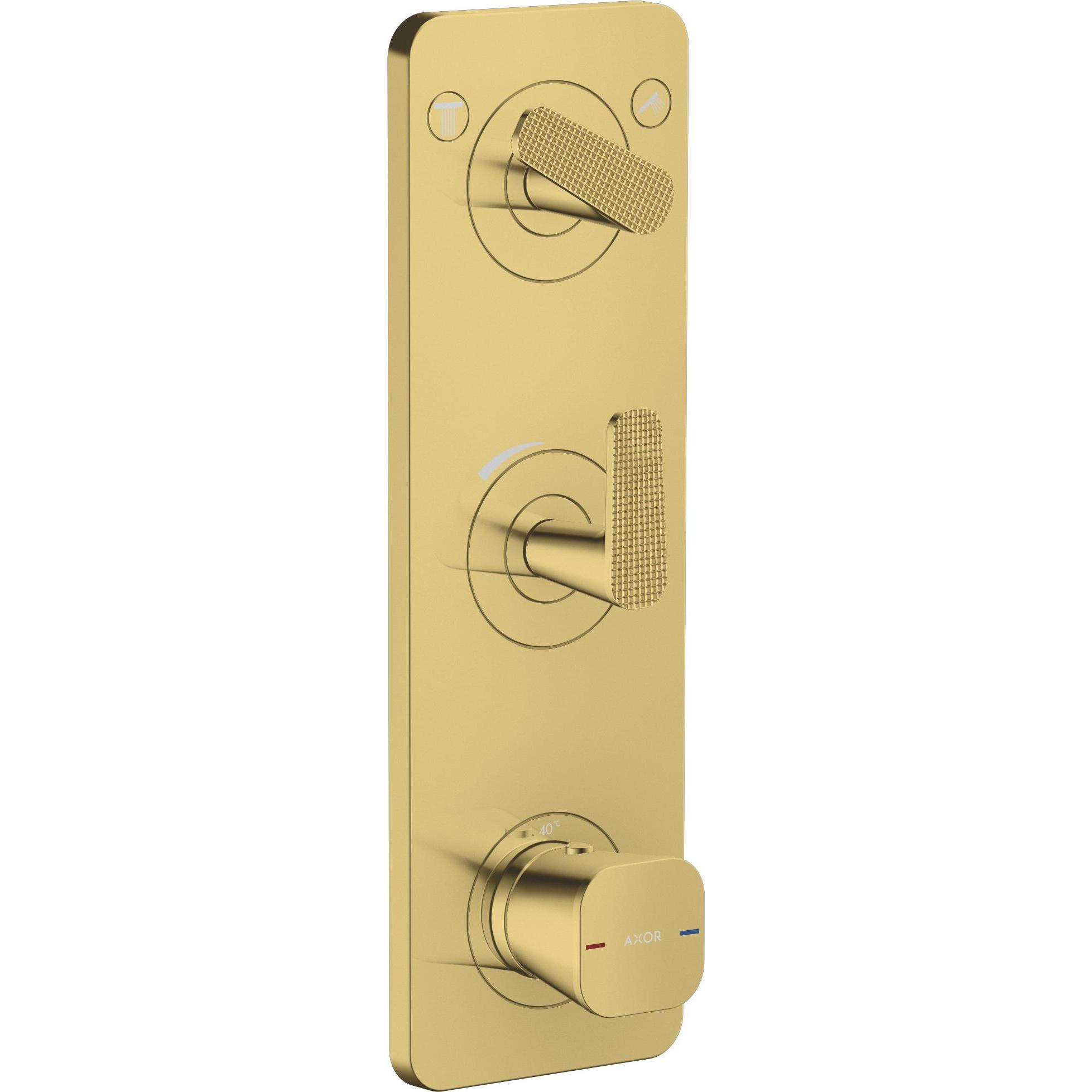Axor, Rubinetteria per bagno, Citterio C Module thermostatique 380/120 encastré avec plaque pour 2 consommateurs, coupe cubique