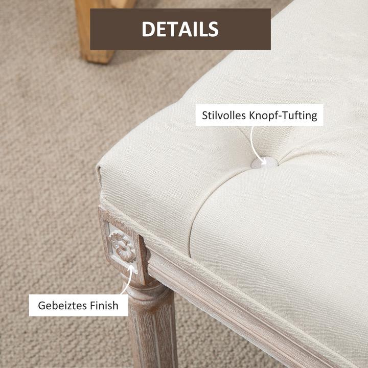 Produktbild Homcom Sitzhocker Polyester, Gummiholz Cremeweiss (40 cm)