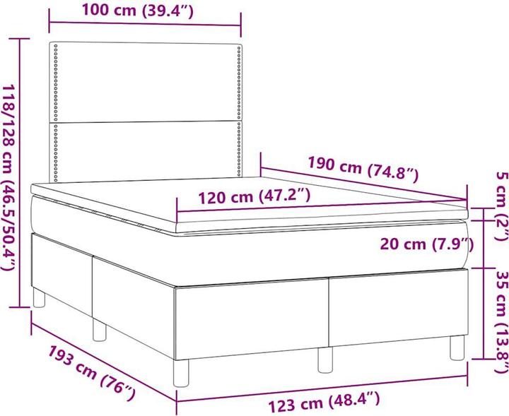 Produktbild vidaXL Boxspringbett (120 x 190 cm)