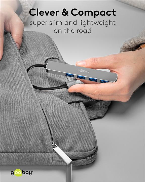 Immagine prodotto Goobay Slim 4-Port USB-Hub, USB-C auf USB-A, 5 Gbit/s (USB-C, 4 porte)