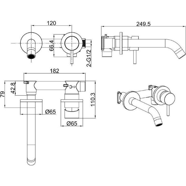 Thumbnail - Invena, Badarmatur, In-Wall Washbasin Mixer Dafni. Chrome