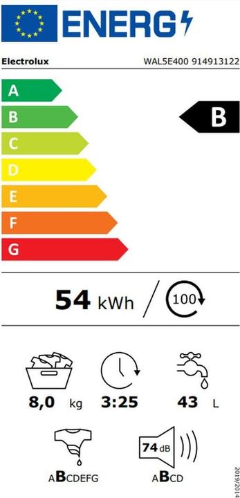 Etichetta energetica Electrolux WAL5E400 (8 kg, A sinistra)