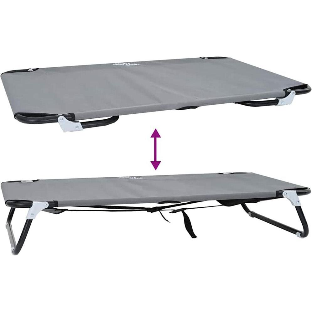 Meilleurs prix pour vidaXL Lit pour Chien Pliable Gris clair Cadre en métal, lit en tissu
