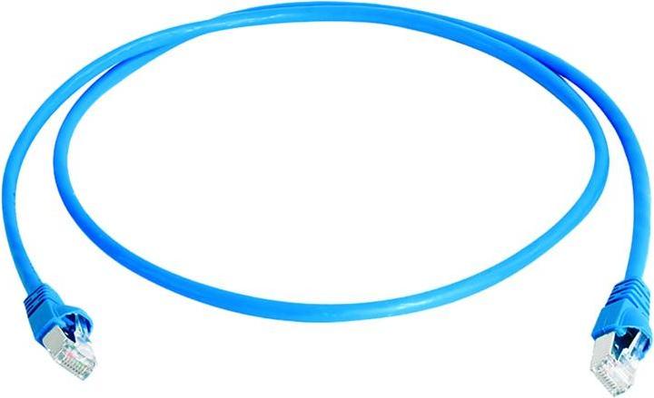 Produktbild Telegärtner Patchkabel, Kat.6A (tief), S/FTP, 0,5 m, blau halogenfrei, Folienpaar- und Geflechtgesamtschirmung (PiMF, CAT6a, 0.50 m)